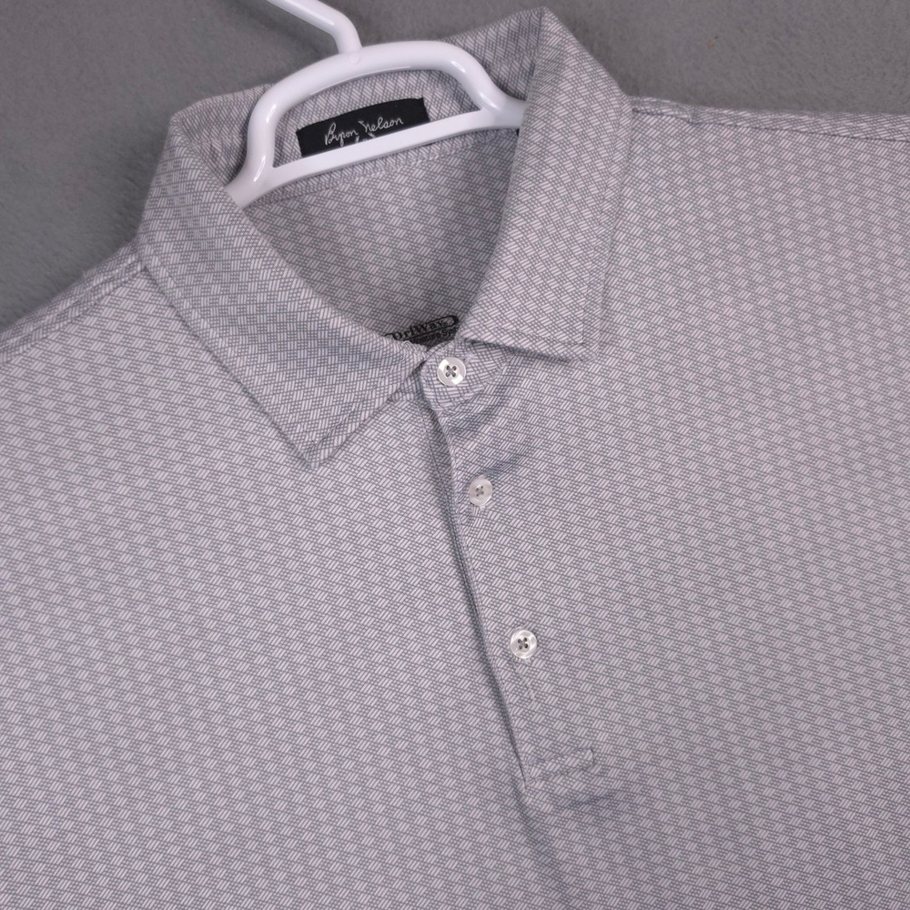 Byron Nelson Mens Legacy DriWay Performance Golf Polo Shirt Gray Geometric Large